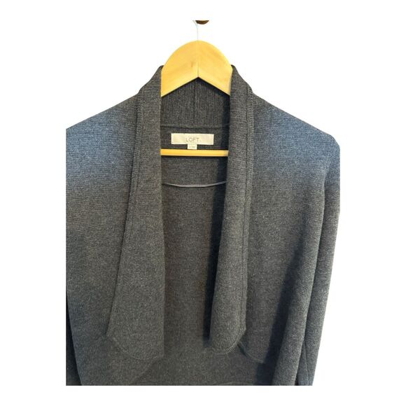 Ann Taylor Loft Women’s Cardigan Gray Open Front Draped Sweater Size Small - Picture 3 of 8